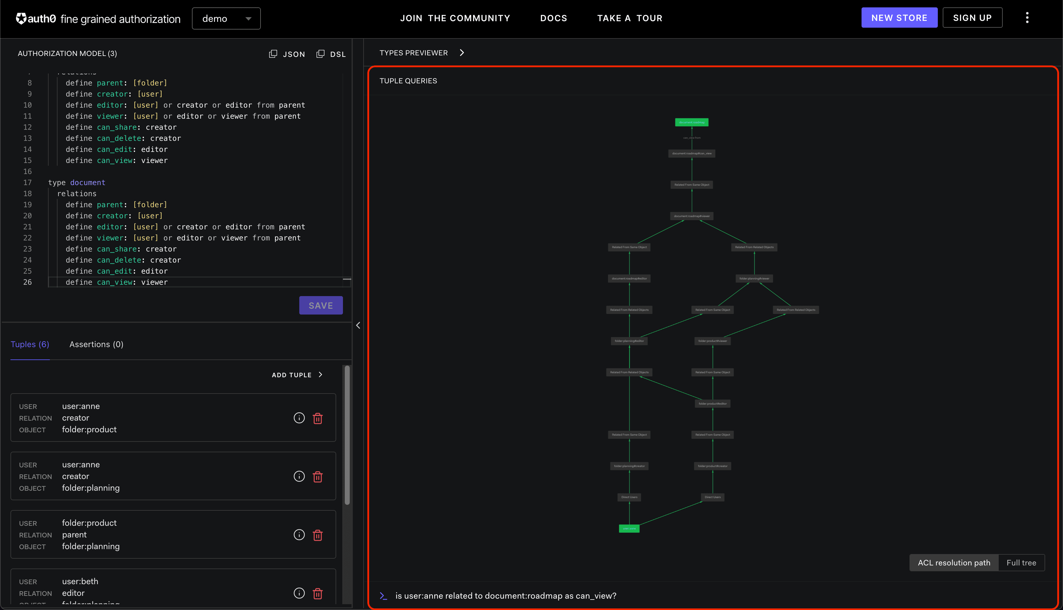 Image showing the FGA Playground successful how query