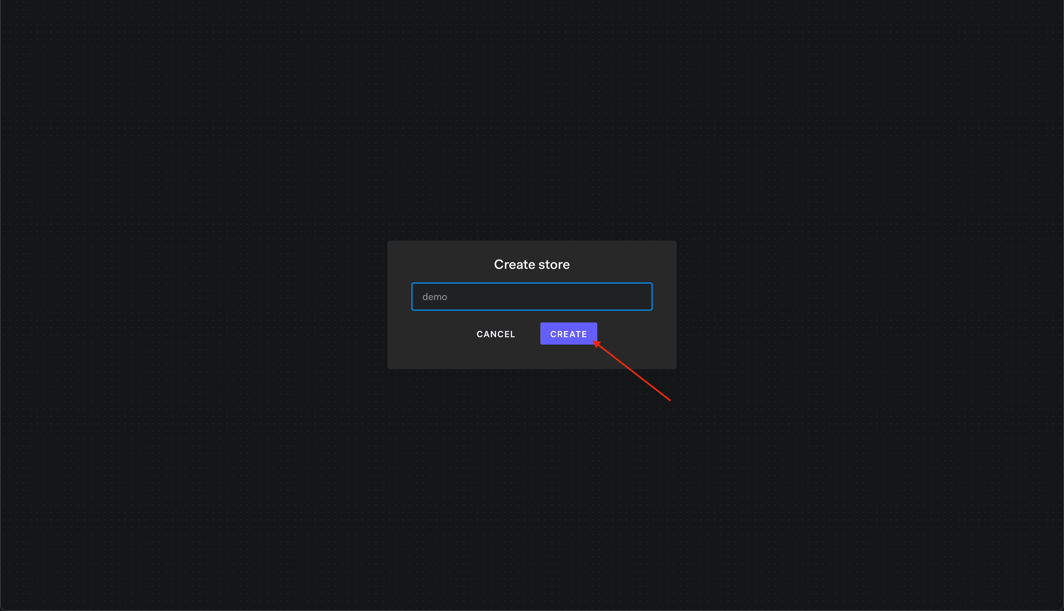 Image showing the FGA Playground new store create button